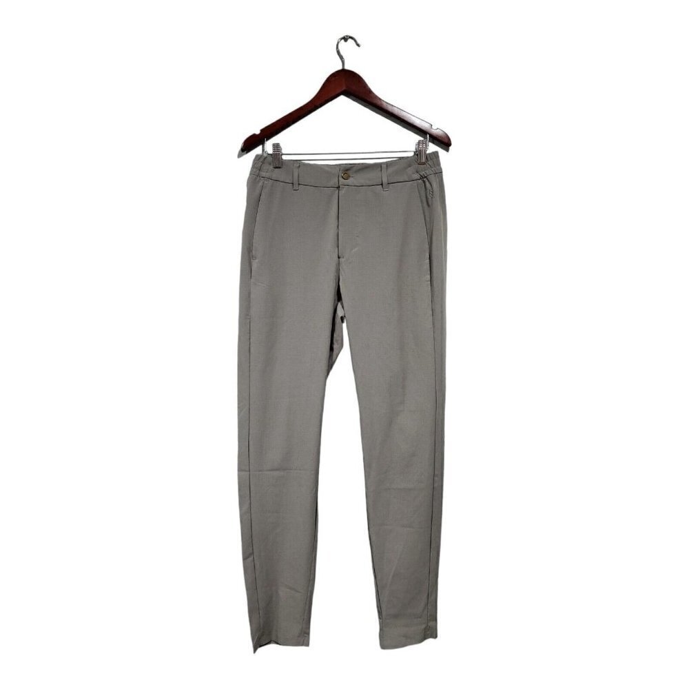 Zyia Active Men's Slim Leg Taupe Lightweight Pants Chino Stretch Pockets Size M